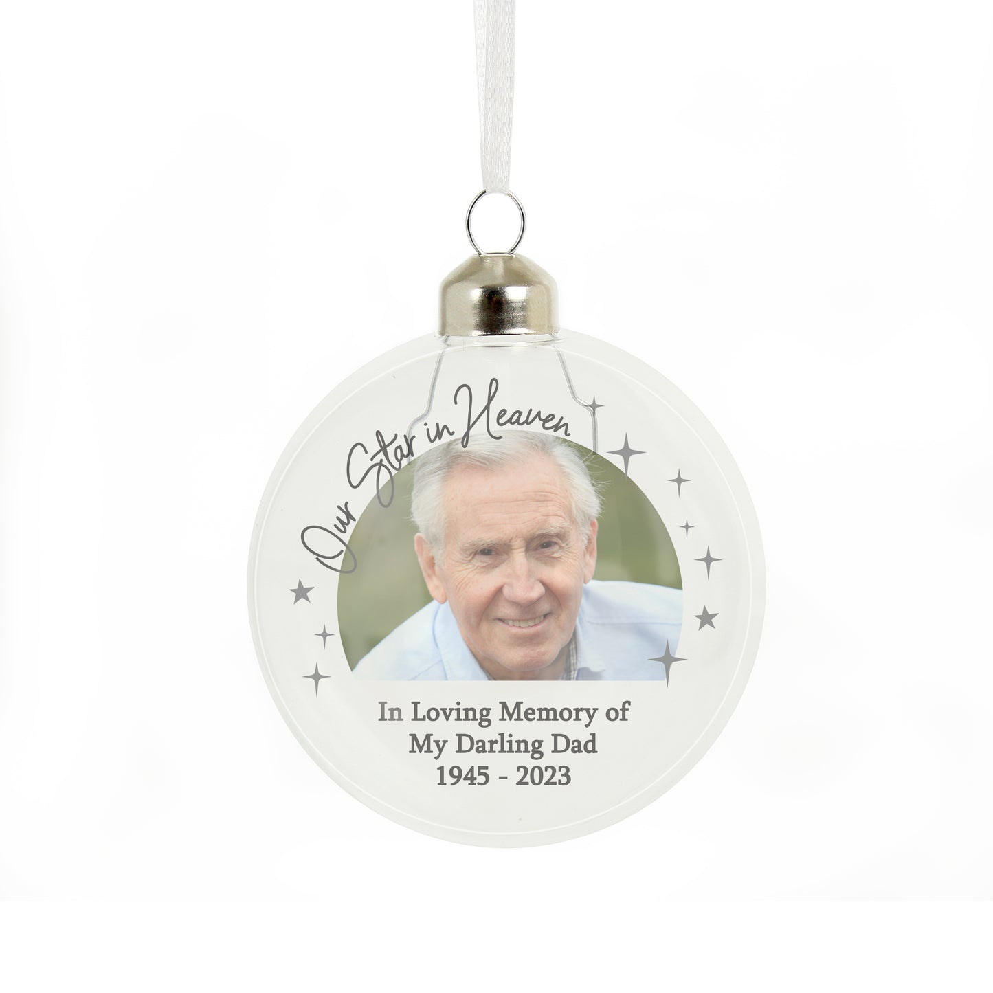 Personalised “Our Star In Heaven” Glass Christmas Bauble