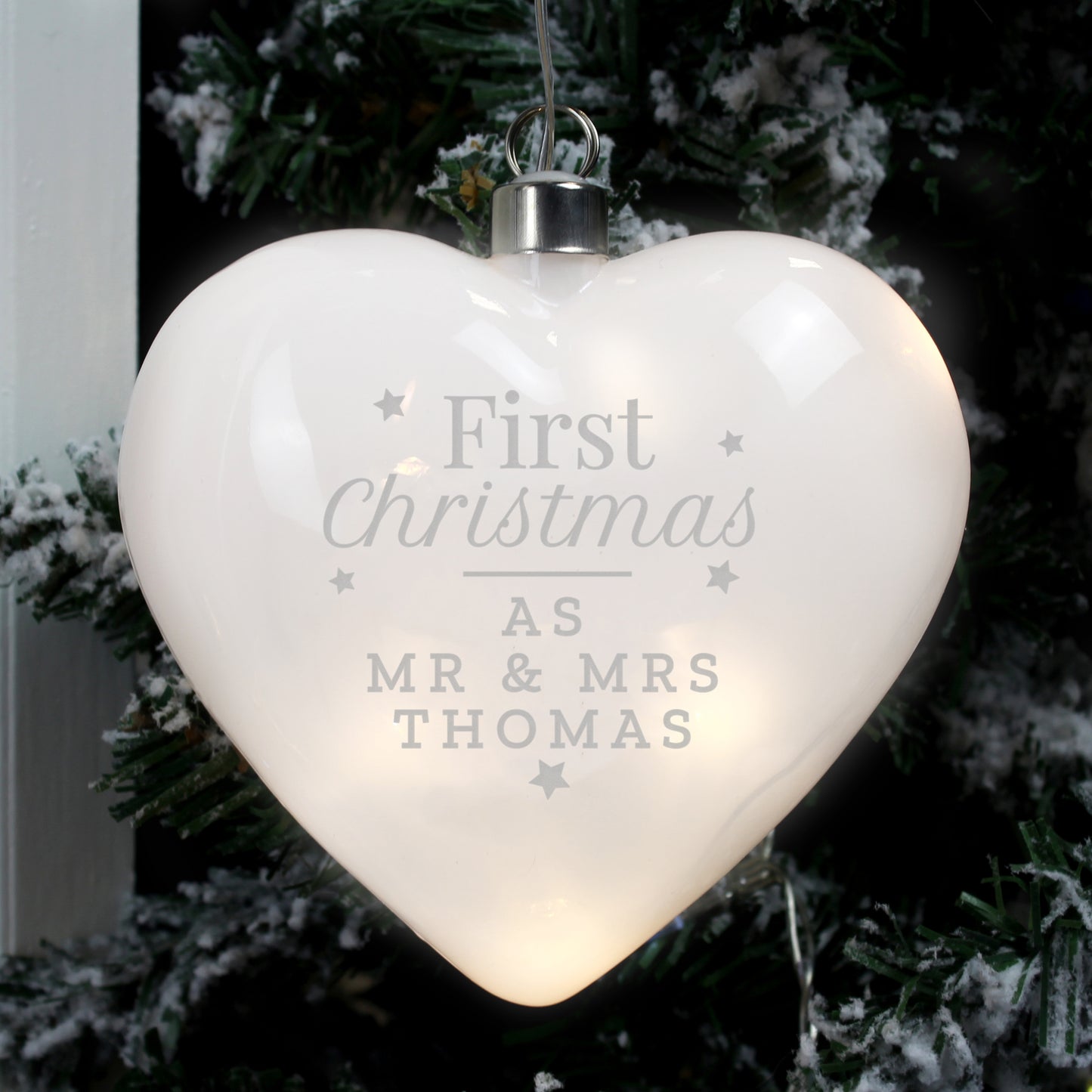 Personalised First Christmas LED Heart Bauble