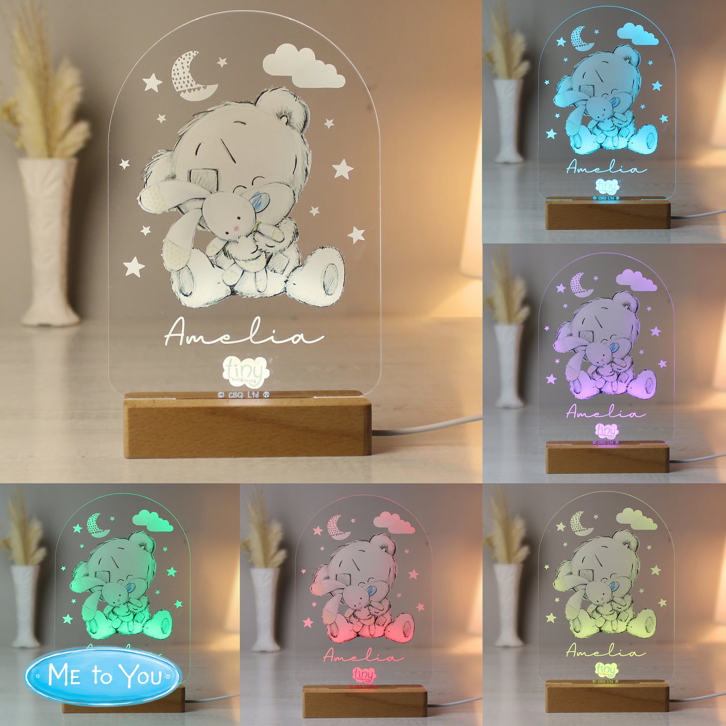 Personalised Colour Changing Tatty Teddy LED Light