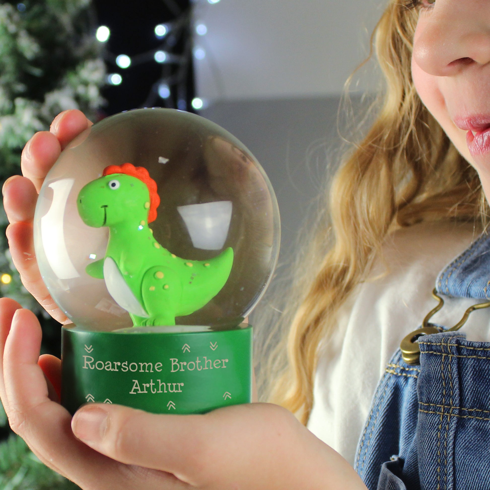 Personalised Dinosaur Snow Globe - Violet Belle Gifts - Personalised Dinosaur Snow Globe