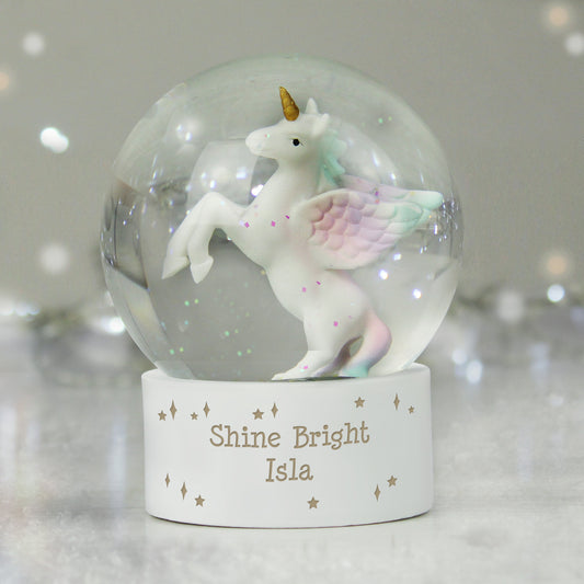 Personalised Unicorn Snow Globe - Violet Belle Gifts - Personalised Unicorn Snow Globe