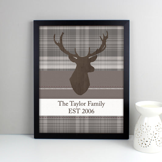 Personalised Highland Stag A4 Framed Print - Violet Belle Gifts - Personalised Highland Stag A4 Framed Print