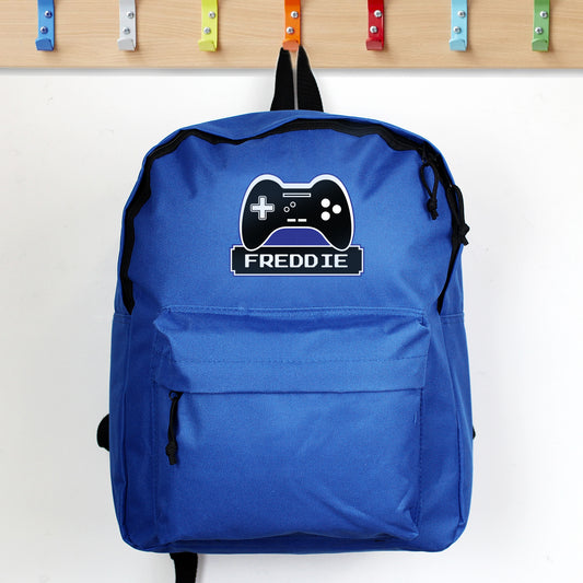 Personalised Gamers Backpack -Blue - Violet Belle Gifts - Personalised Gamers Backpack -Blue