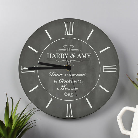 Personalised “Measured In Moments” Glass Wall Clock - Violet Belle Gifts - Personalised “Measured In Moments” Glass Wall Clock