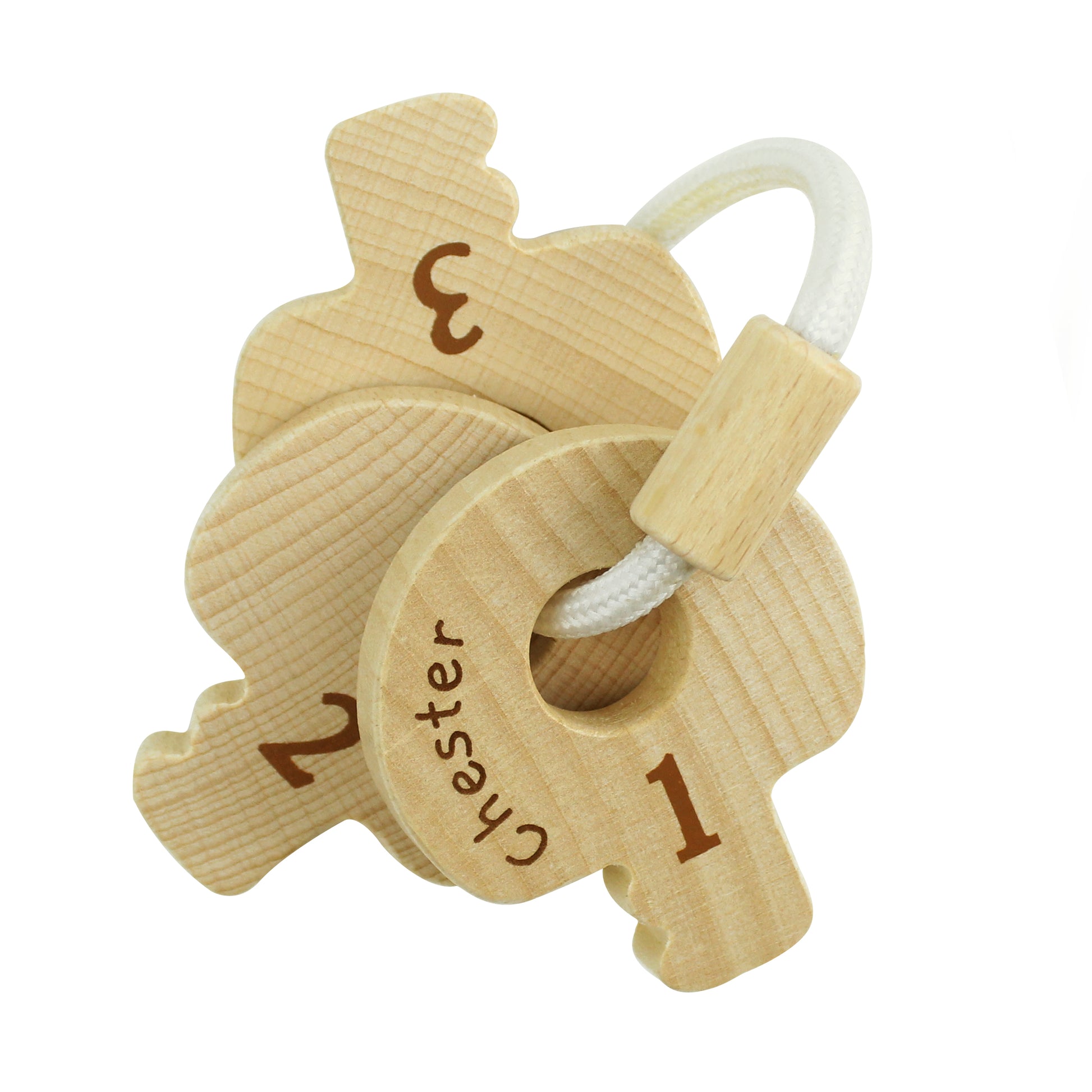 Personalised Beech Baby Keys - Violet Belle Gifts - Personalised Wooden Baby Keys