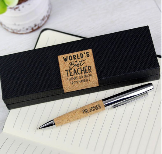 Worlds Best Personalised Cork Pen & Box Gift - Violet Belle Gifts - Personalised “Worlds Best” Cork Pen & Gift Box Set