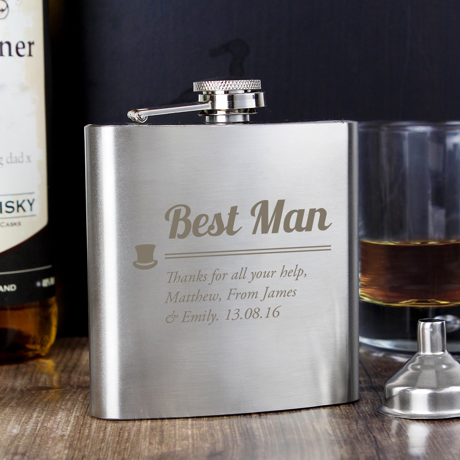 Personalised Best Man Hip Flask - Violet Belle Gifts - Personalised Best Man Hip Flask