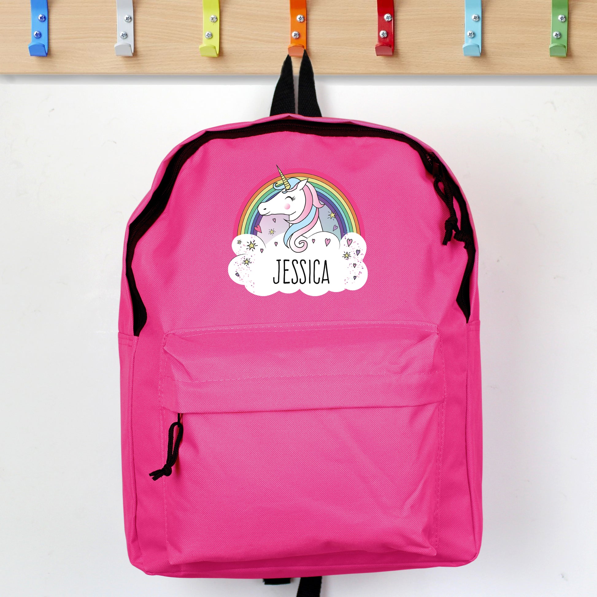 Personalised Rainbow Unicorn Backpack - Pink - Violet Belle Gifts - Personalised Rainbow Unicorn Backpack - Pink
