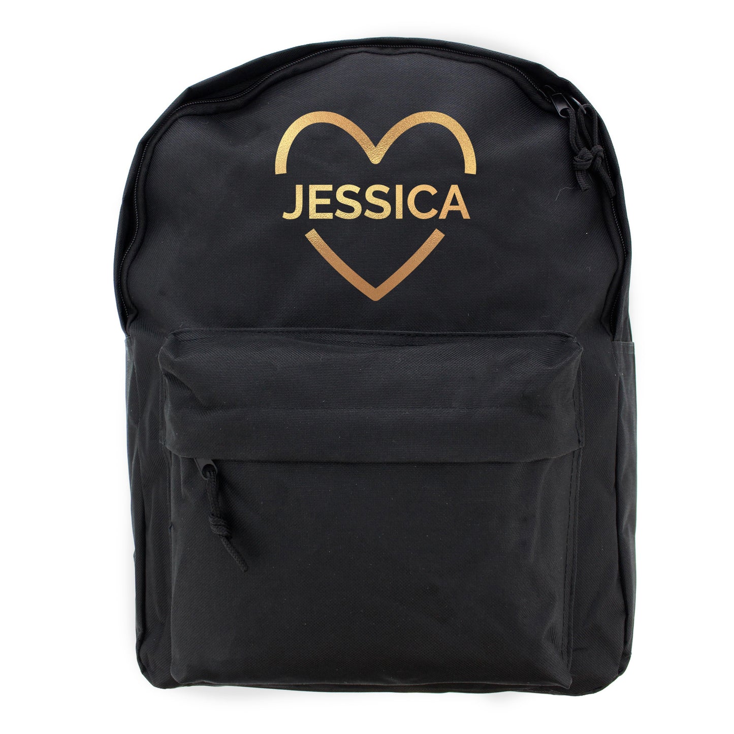 Personalised Gold Heart Backpack - Black - Violet Belle Gifts - Personalised Gold Heart Backpack - Black