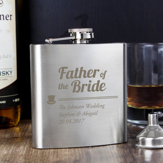 Personalised Father Of The Bride Hip Flask - Violet Belle Gifts - Personalised Father Of The Bride Hip Flask
