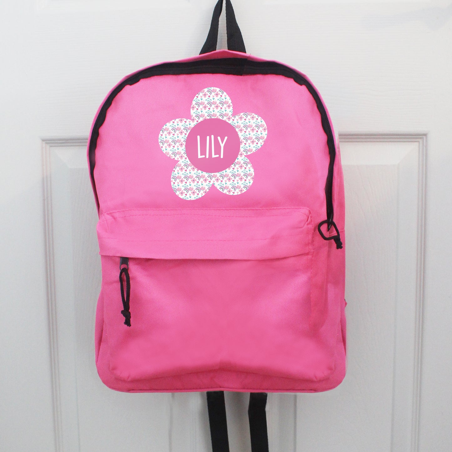 Personalised Pink Flower Backpack
