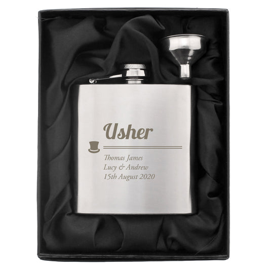Personalised Usher Hip Flask - Violet Belle Gifts - Personalised Usher Hip Flask