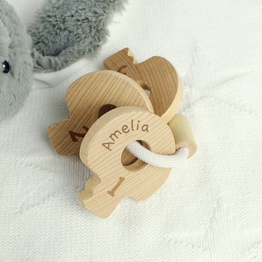 Personalised Beech Baby Keys - Violet Belle Gifts - Personalised Wooden Baby Keys