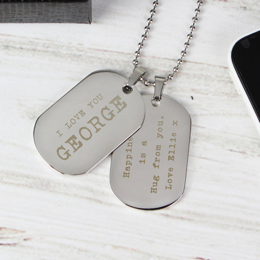 Personalised Double Dog Tag Necklace - Violet Belle Gifts - Personalised Engraved Double Dog Tag Necklace