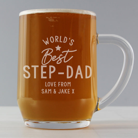 Personalised “Worlds Best” Glass Tankard - Ideal For Dad, Step-Dad, Grandad, Pappy - Violet Belle Gifts - Personalised Tankard