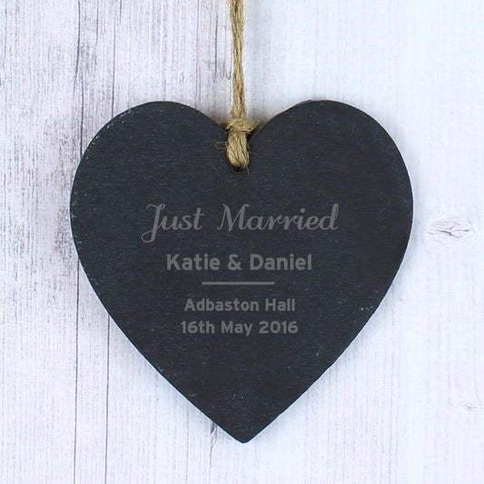 Personalised Slate Heart Hanger -  Free Text - Violet Belle Gifts - Personalised Slate Heart Hanger