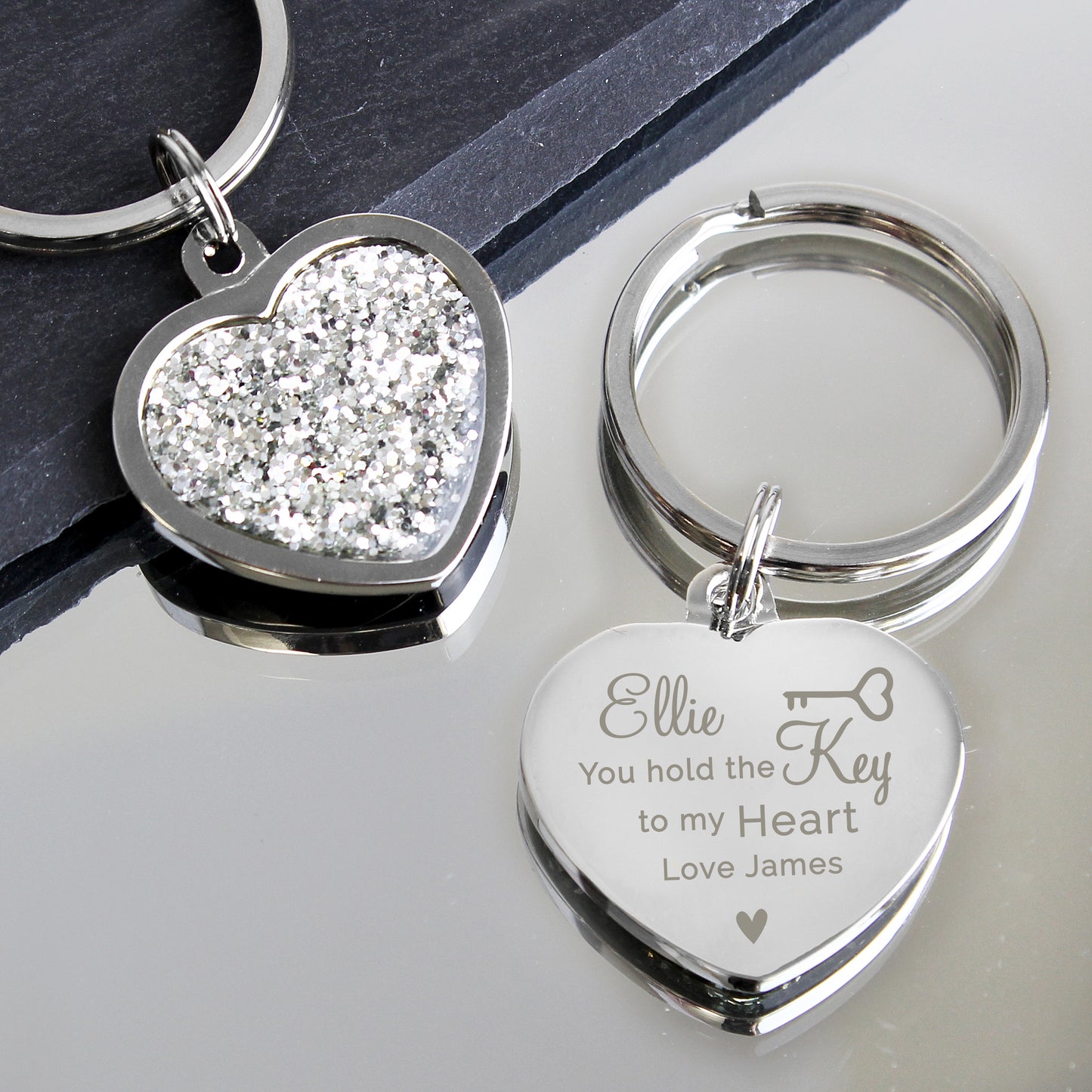 Personalised Diamanté Keyring - Violet Belle Gifts - Personalised Heart Keyring