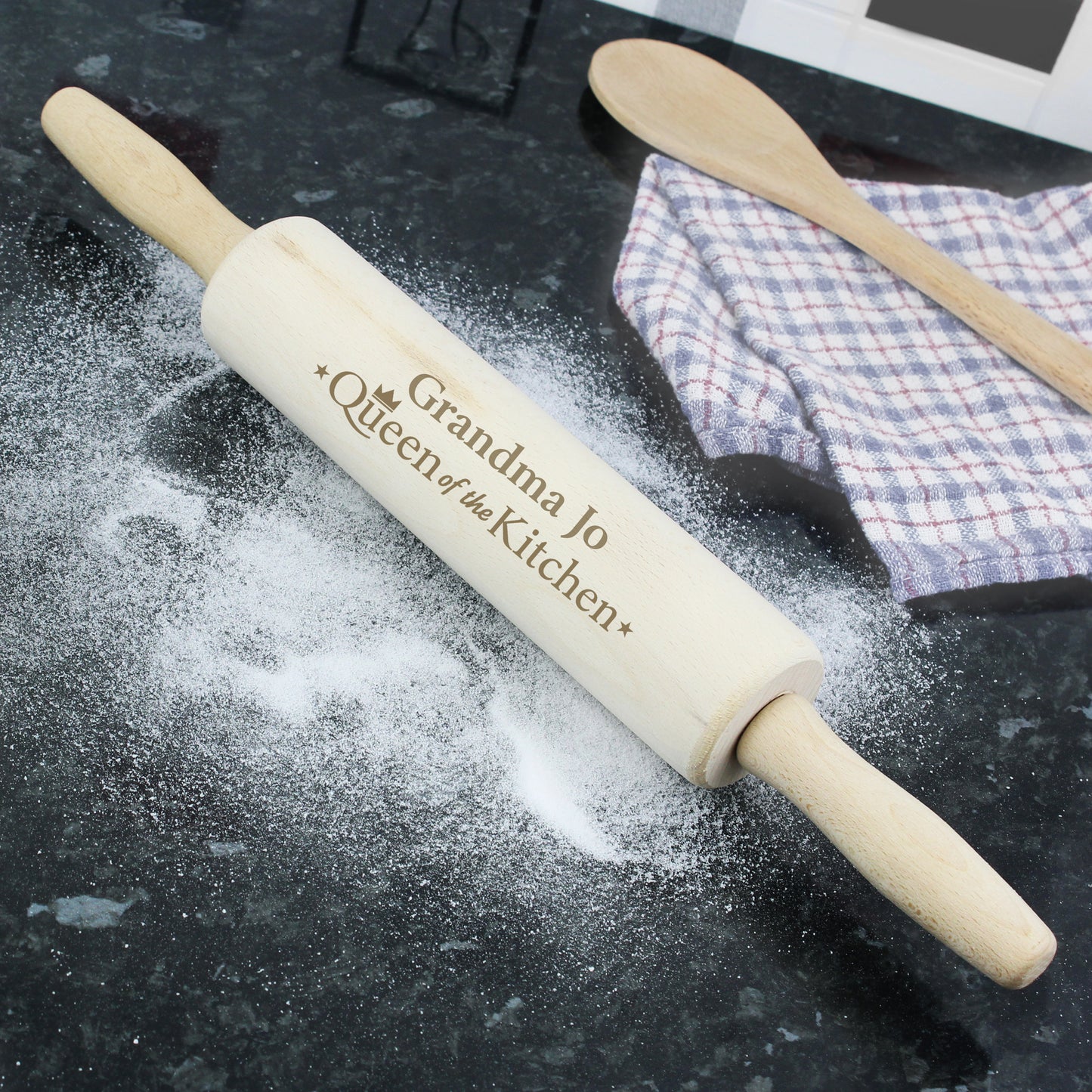 Personalised “Queen of the Kitchen” Rolling Pin - Violet Belle Gifts - Personalised Wooden Rolling Pin