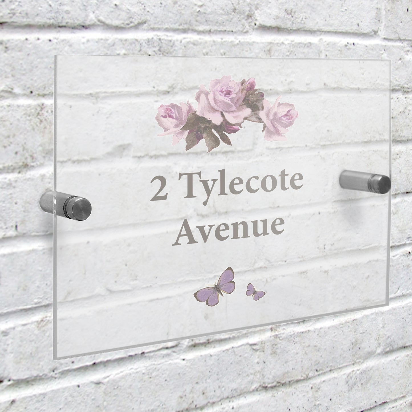 Personalised Door Number Plaque - Rose Design - Violet Belle Gifts - Personalised Door Number Plaque - Rose Design