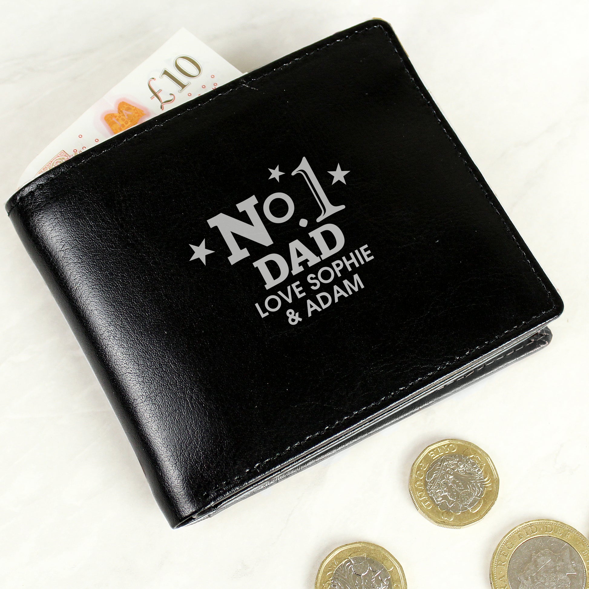 Personalised No.1 Leather Wallet - Violet Belle Gifts - Personalised No.1 Leather Wallet