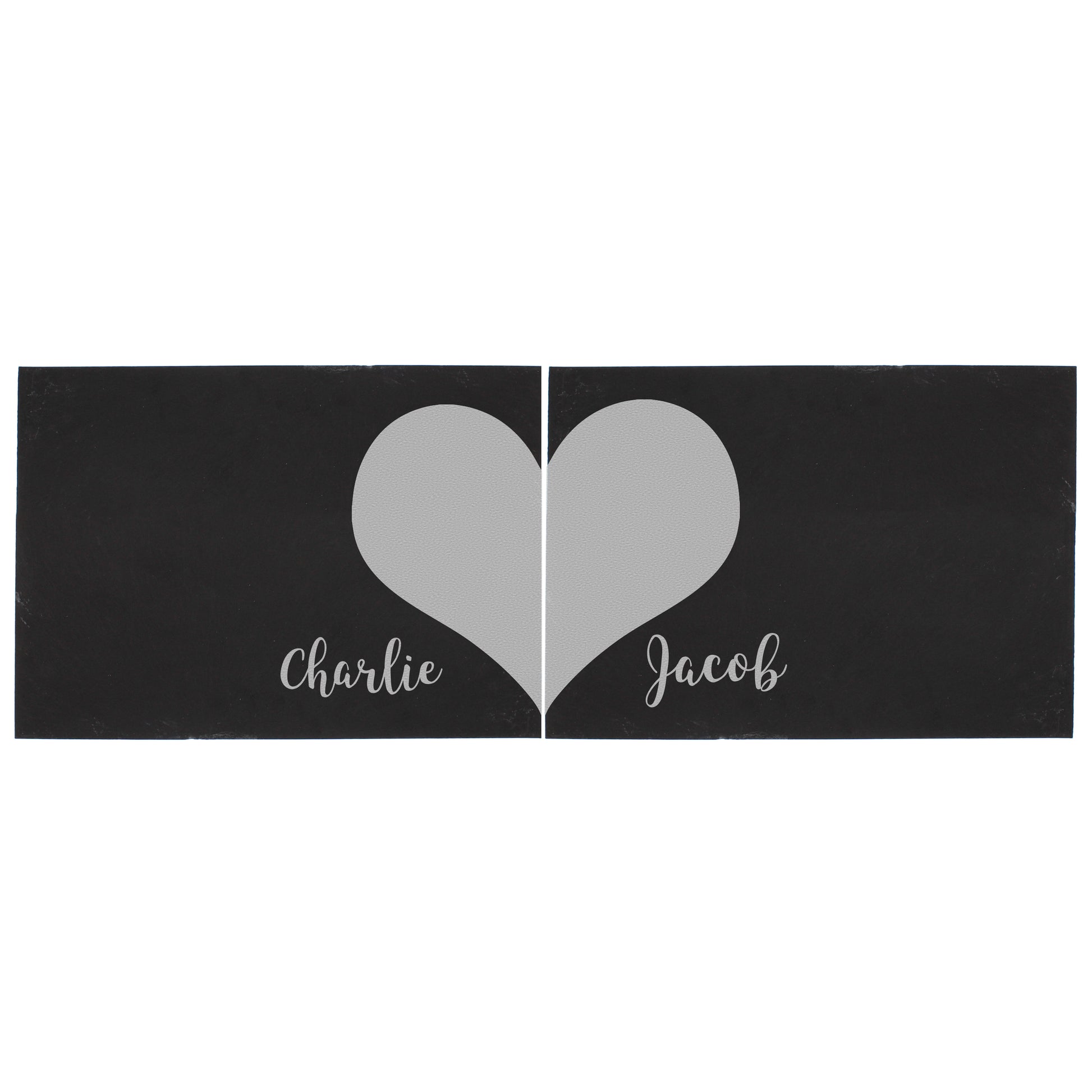 Personalised Slate Placements Pair - Heart - Violet Belle Gifts - Personalised Pair Slate Placements - Heart