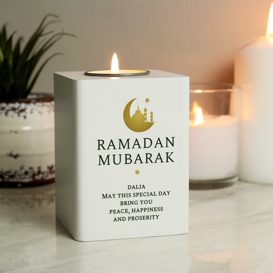 Personalised Ramadan/Eid Tea Light Holder - Violet Belle Gifts - Personalised Candle for Ramadan & Eid