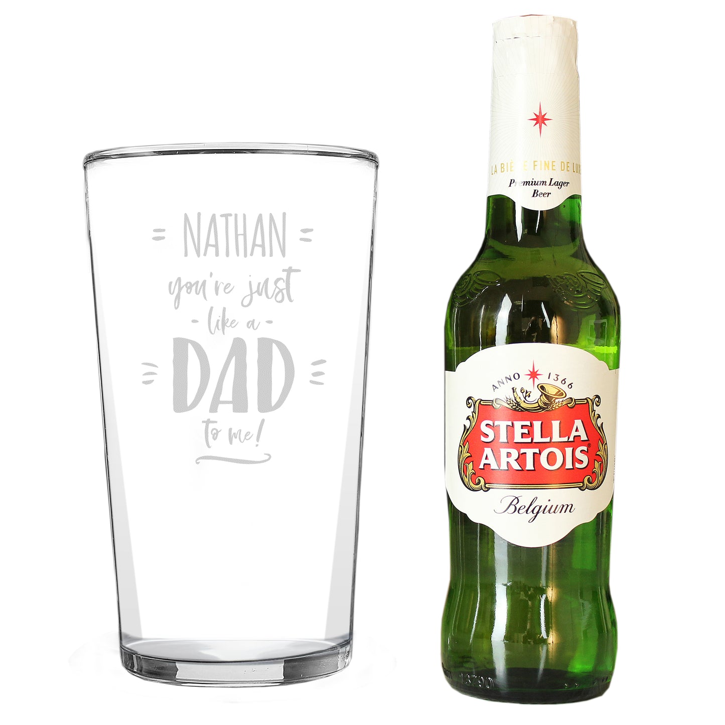 Personalised “Like a Dad to me” Gift Set - Violet Belle Gifts - Personalised Beer Glass Gift Set