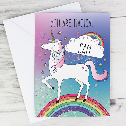 Personalised Rainbow Unicorn Celebration Card - FREE STANDARD UK DELIVERY! - Violet Belle Gifts - 