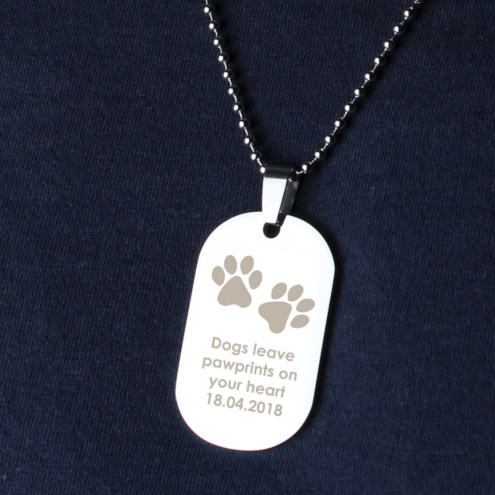 Personalised Paw Prints Dog Tag Necklace - Violet Belle Gifts - Personalised Paws Dog Tag Necklace