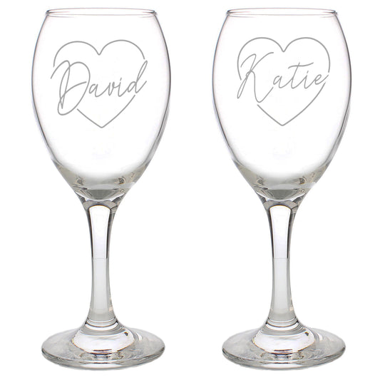 Personalised Wine Glass Pair - Hearts - Violet Belle Gifts - Personalised Wine Glass Pair - Hearts