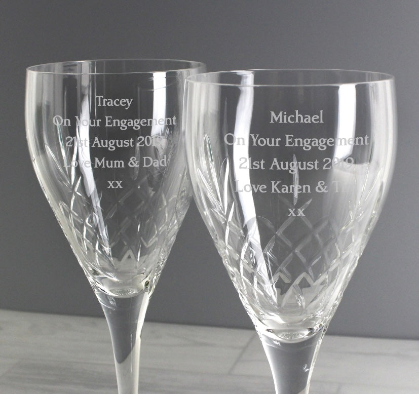Personalised Crystal Wine Glasses Pair - Violet Belle Gifts - Personalised Crystal Glass Set