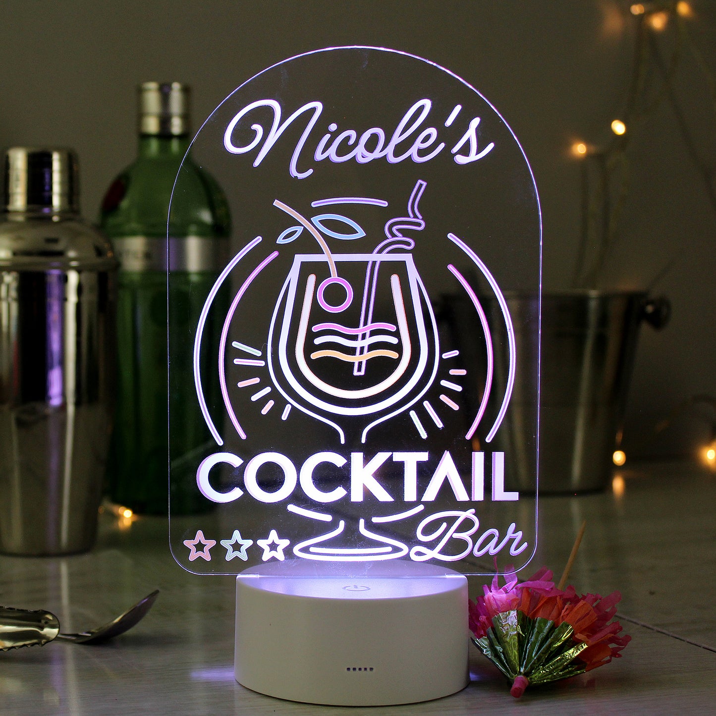 Personalised Cocktail Bar Novelty Light - Violet Belle Gifts - Personalised Cocktail Bar Novelty Light