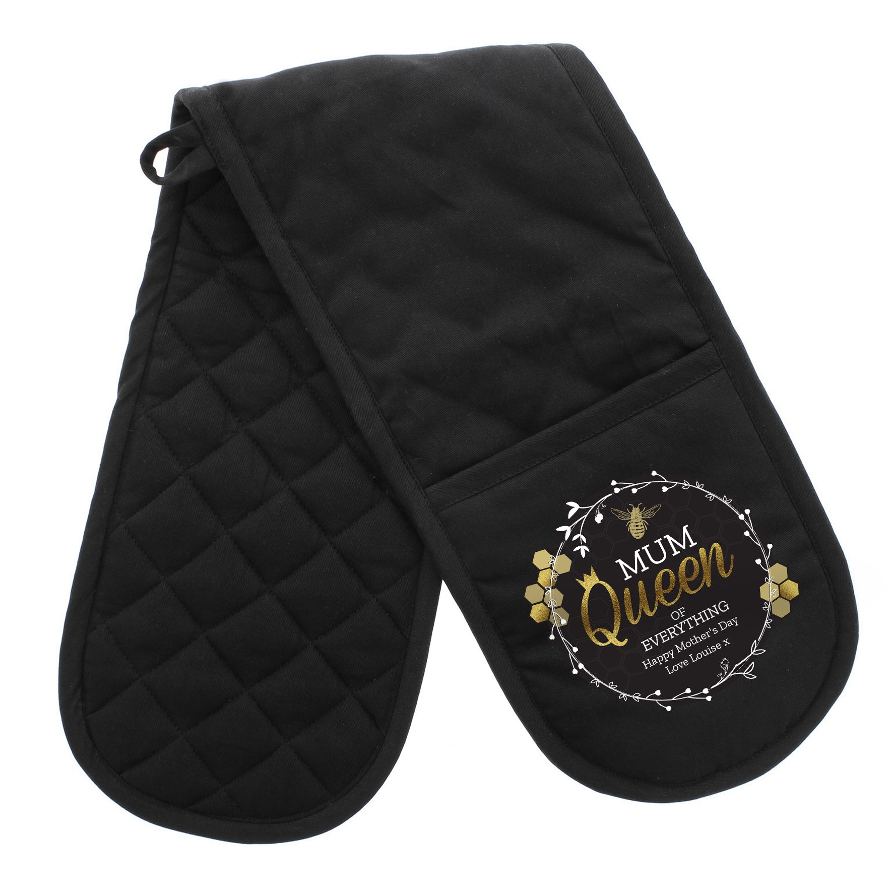 Personalised “Queen Bee” Oven Gloves - Violet Belle Gifts - Personalised Queen Bee Oven Gloves