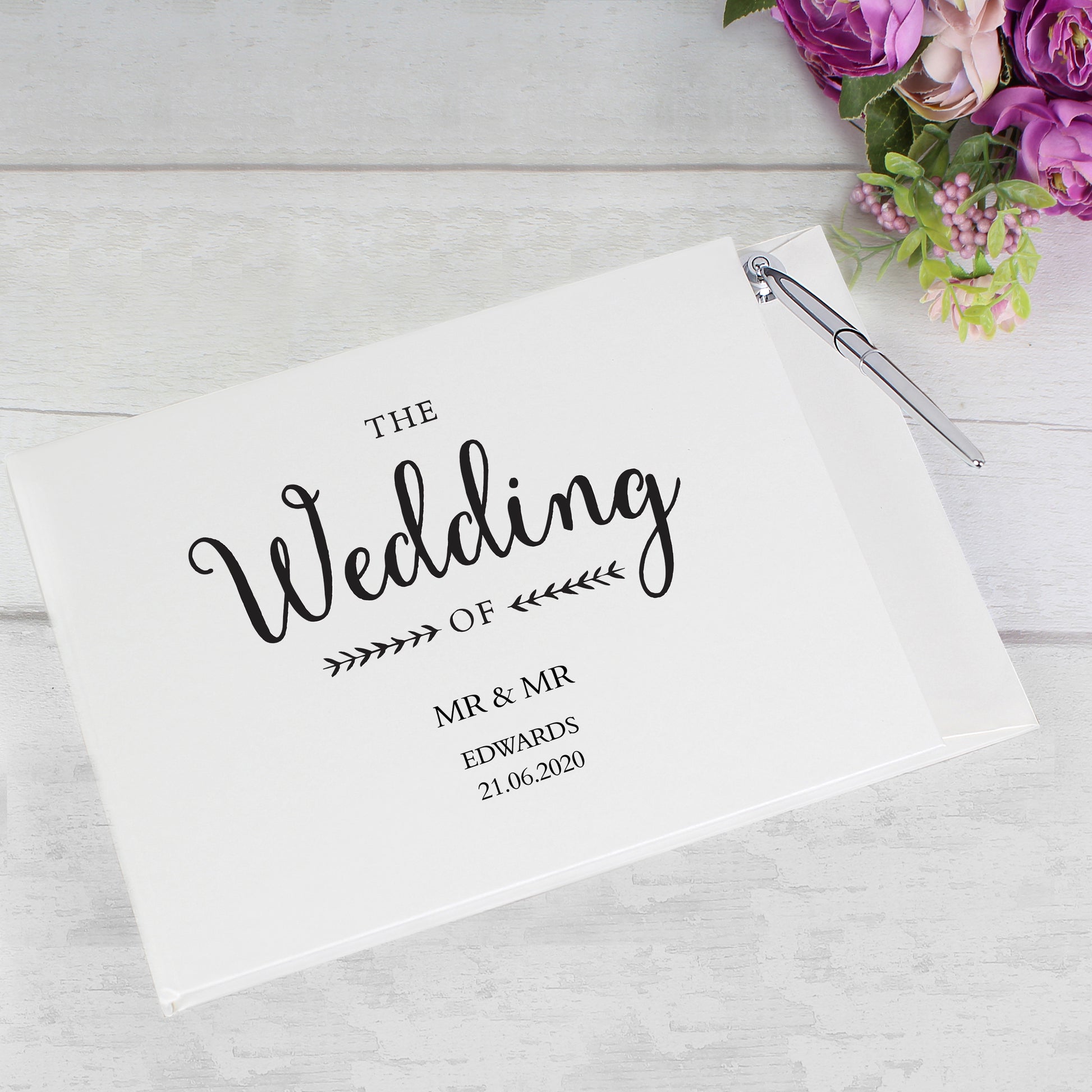 Personalised Wedding Guestbook & Pen - Violet Belle Gifts - Personalised Wedding Guestbook