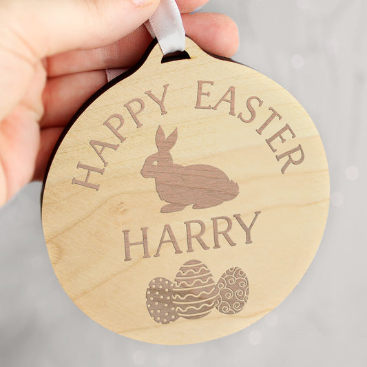 Personalised Wooden Easter Gift Decoration - Bunny - Violet Belle Gifts - Personalised Wooden Easter Hanger Decoration