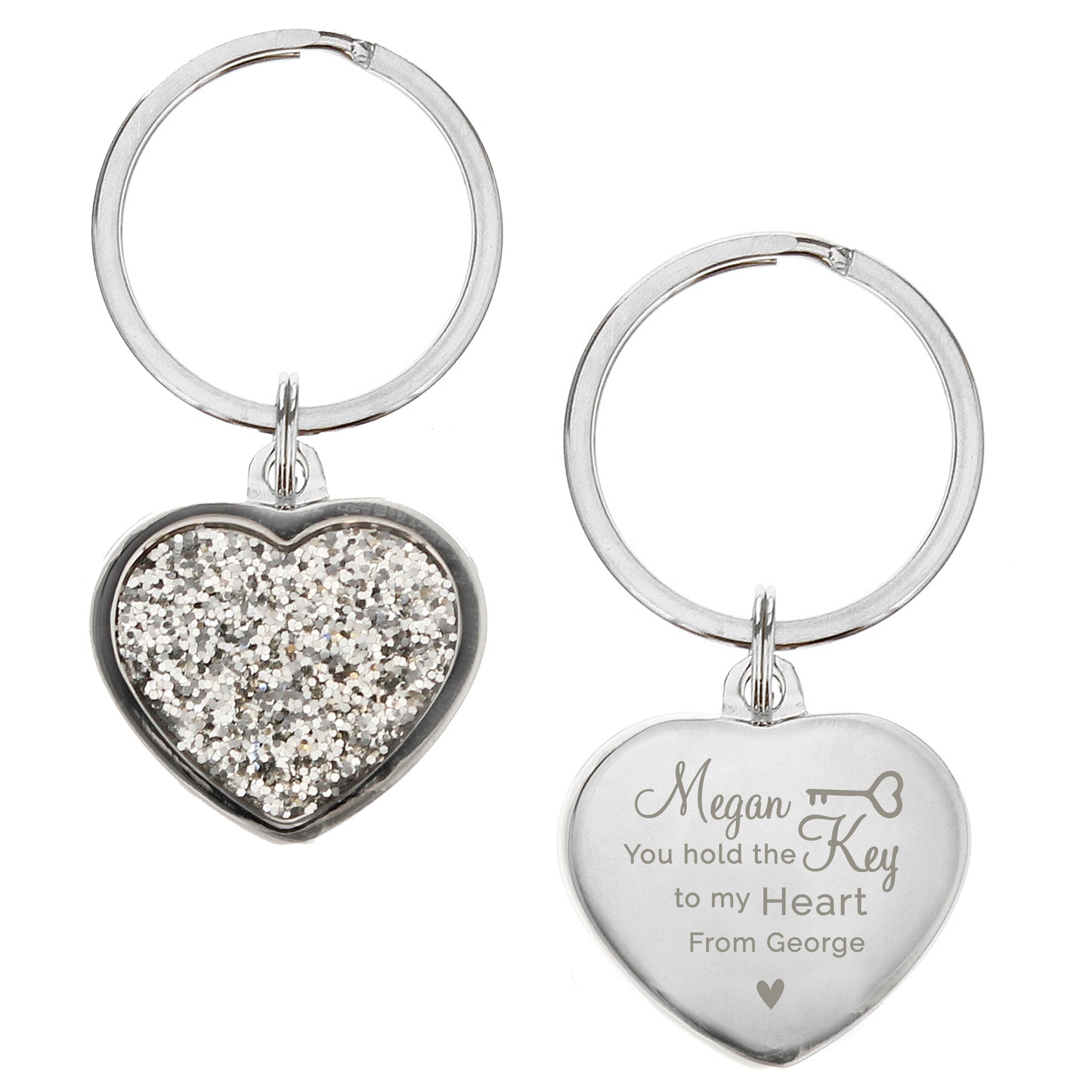 Personalised Diamanté Keyring - Violet Belle Gifts - Personalised Heart Keyring