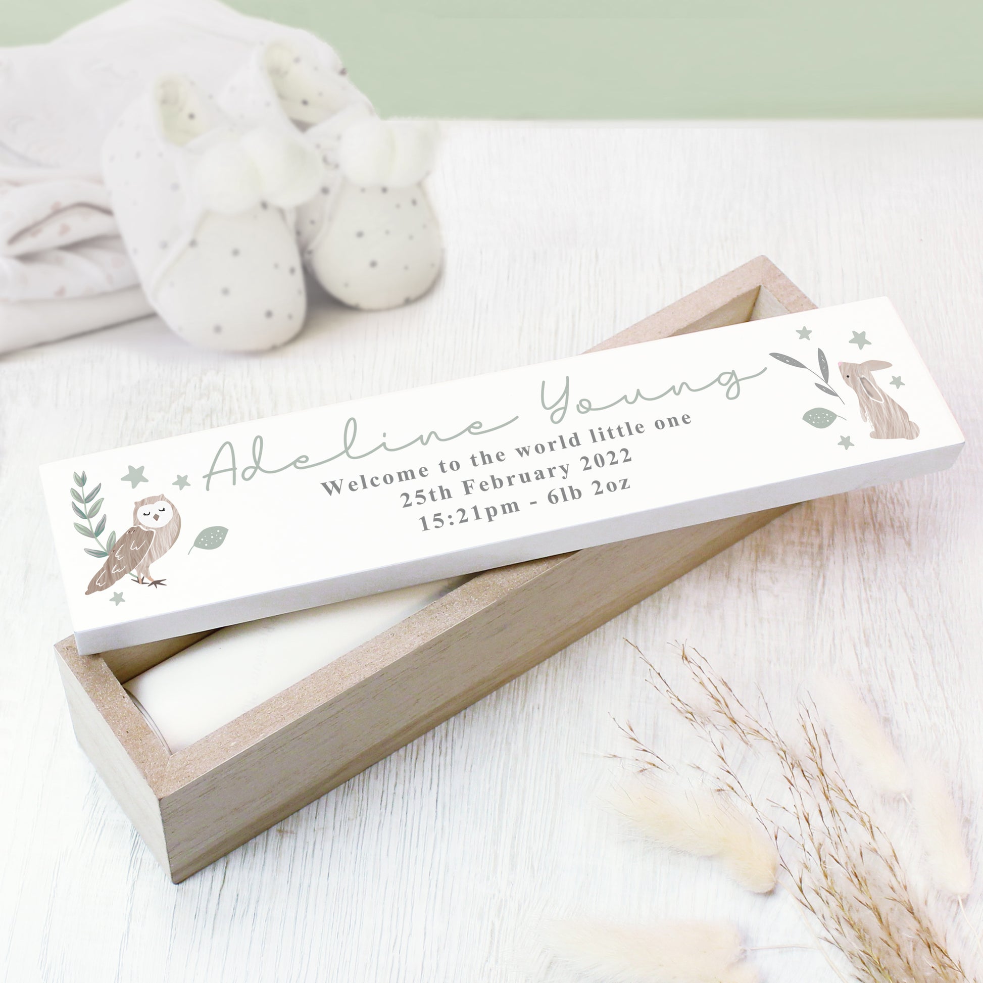 Personalised Woodland Animals Certificate Holder - Violet Belle Gifts - Personalised Birth Certificate Box