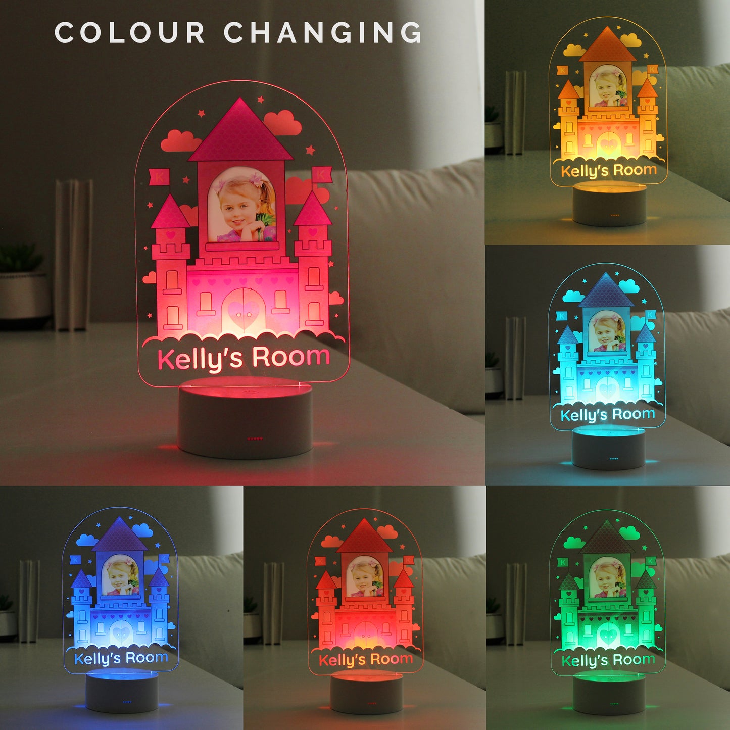 Personalised LED Colour Changing Light - Princess Castle - UPLOAD YOUR OWN PHOTO! - Violet Belle Gifts - Personalised LED Colour Changing Light - Princess Castle - UPLOAD YOUR OWN PHOTO!