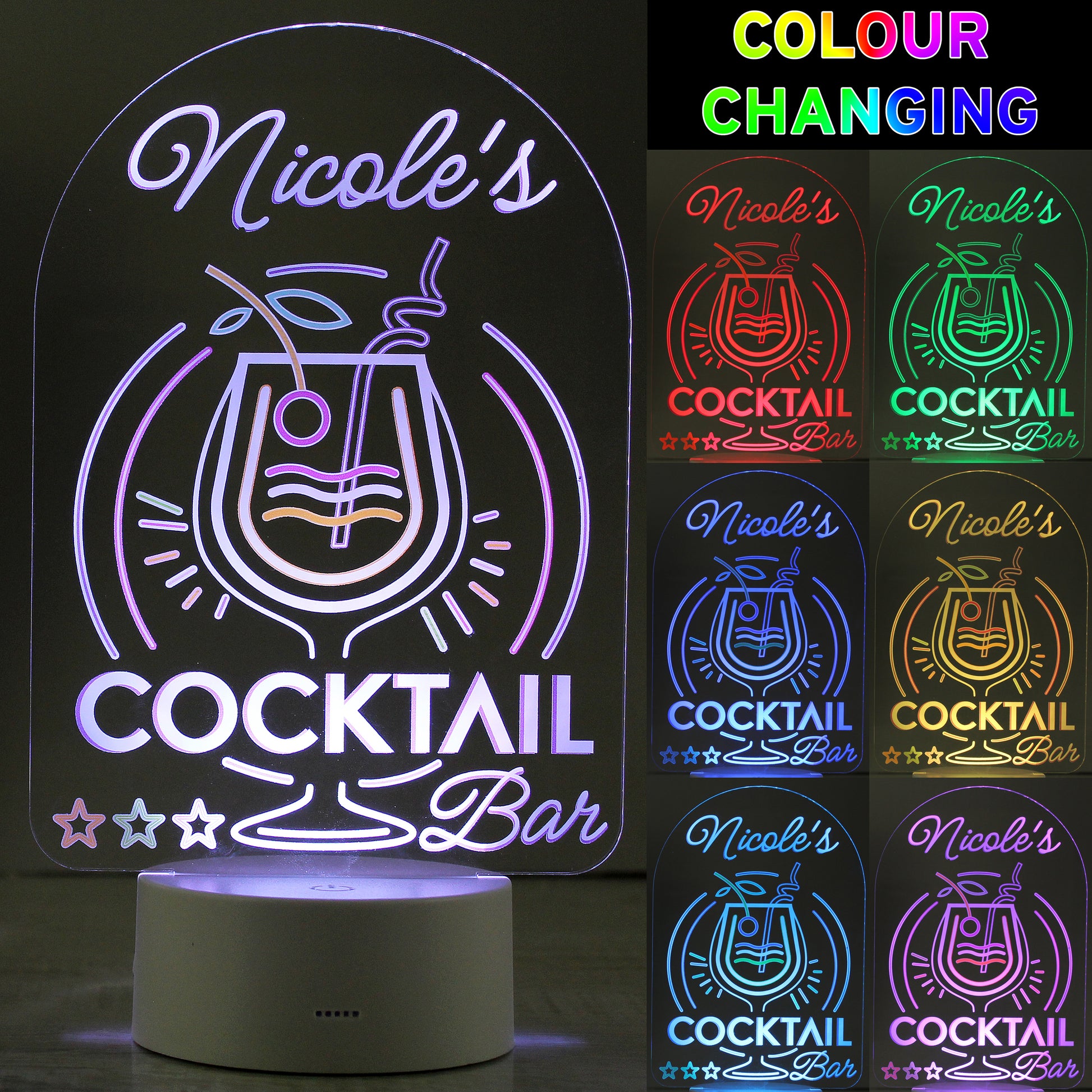 Personalised Cocktail Bar Novelty Light - Violet Belle Gifts - Personalised Cocktail Bar Novelty Light