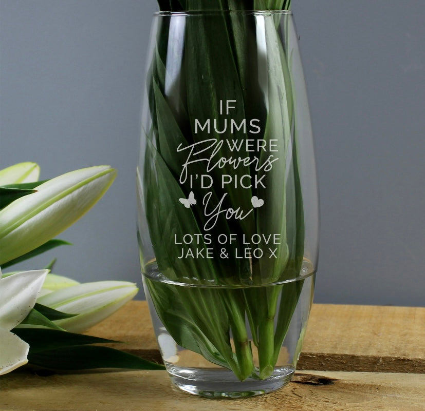 Personalised “Pick You” Glass Vase - Violet Belle Gifts - Personalised Pick You Vase