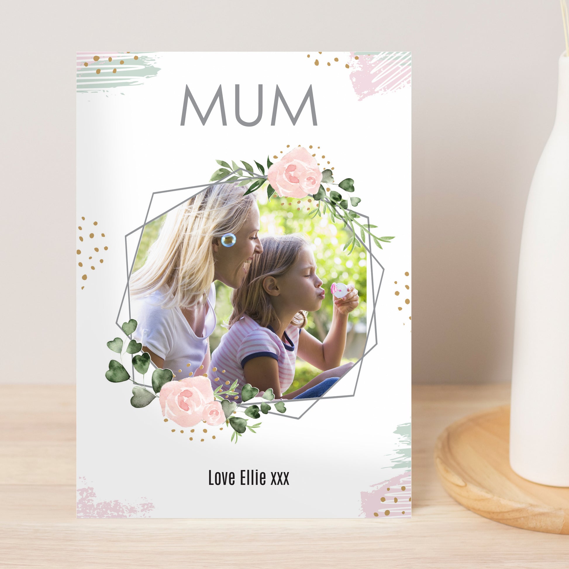 Personalised Floral Photo Upload Celebration Card - FREE STANDARD UK DELIVERY! - Violet Belle Gifts - Personalised Greeting Card With Photo Upload!