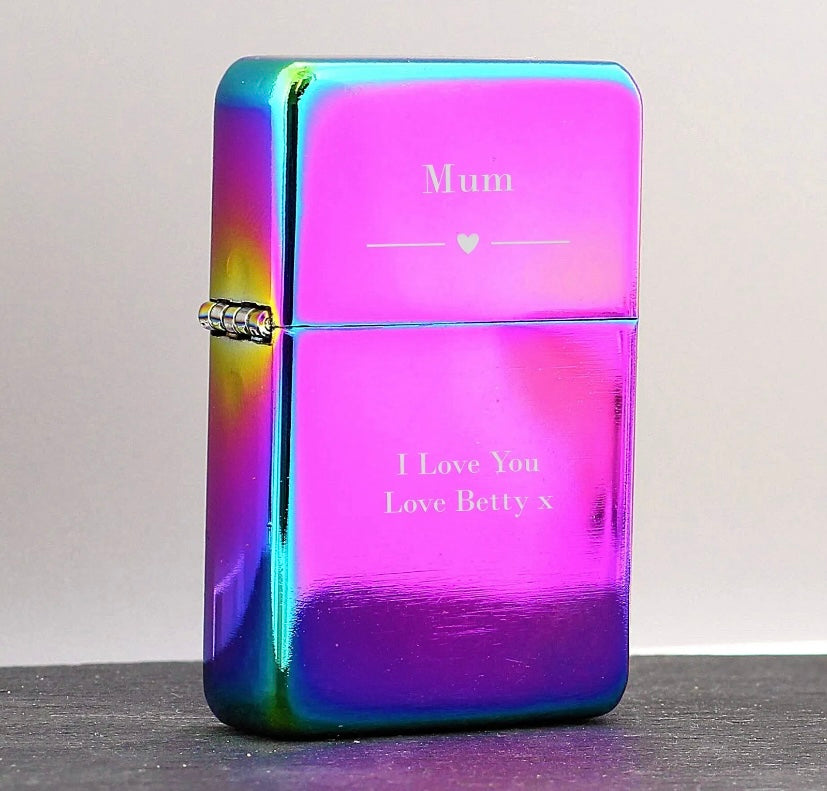 Rainbow Personalised Lighter - Violet Belle Gifts - Personalised Rainbow Lighter