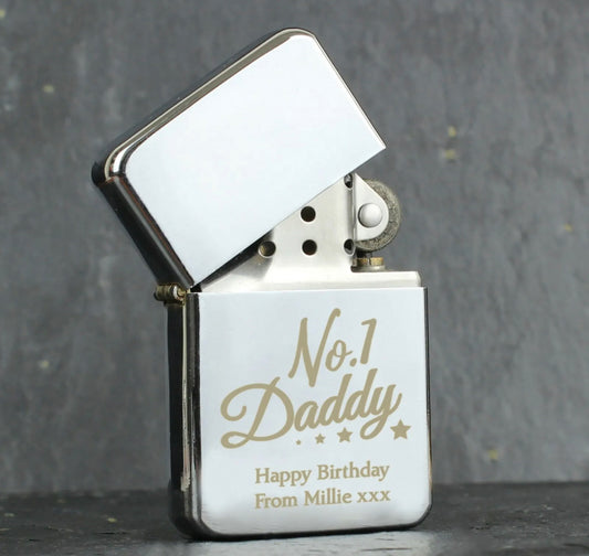 No.1 Daddy Personalised Lighter - Violet Belle Gifts - Personalised Metal Lighter