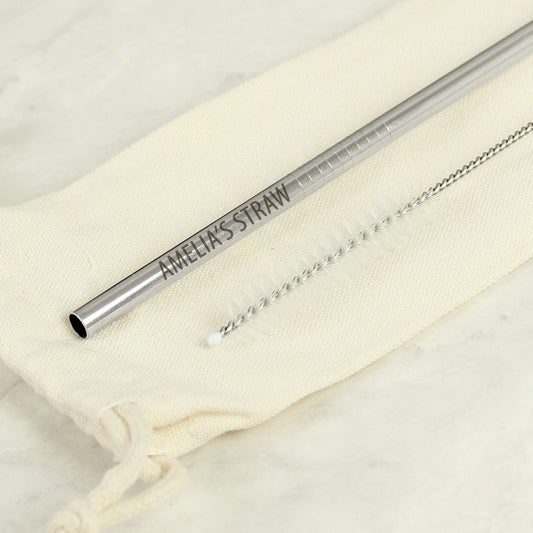Personalised Stainless Steel Eco Friendly Drinking Straw - Includes Cleaning Brush & Storage Pouch - Violet Belle Gifts - Personalised Stainless Steel Eco Friendly Drinking Straw - Includes Cleaning Brush& Storage Pouch