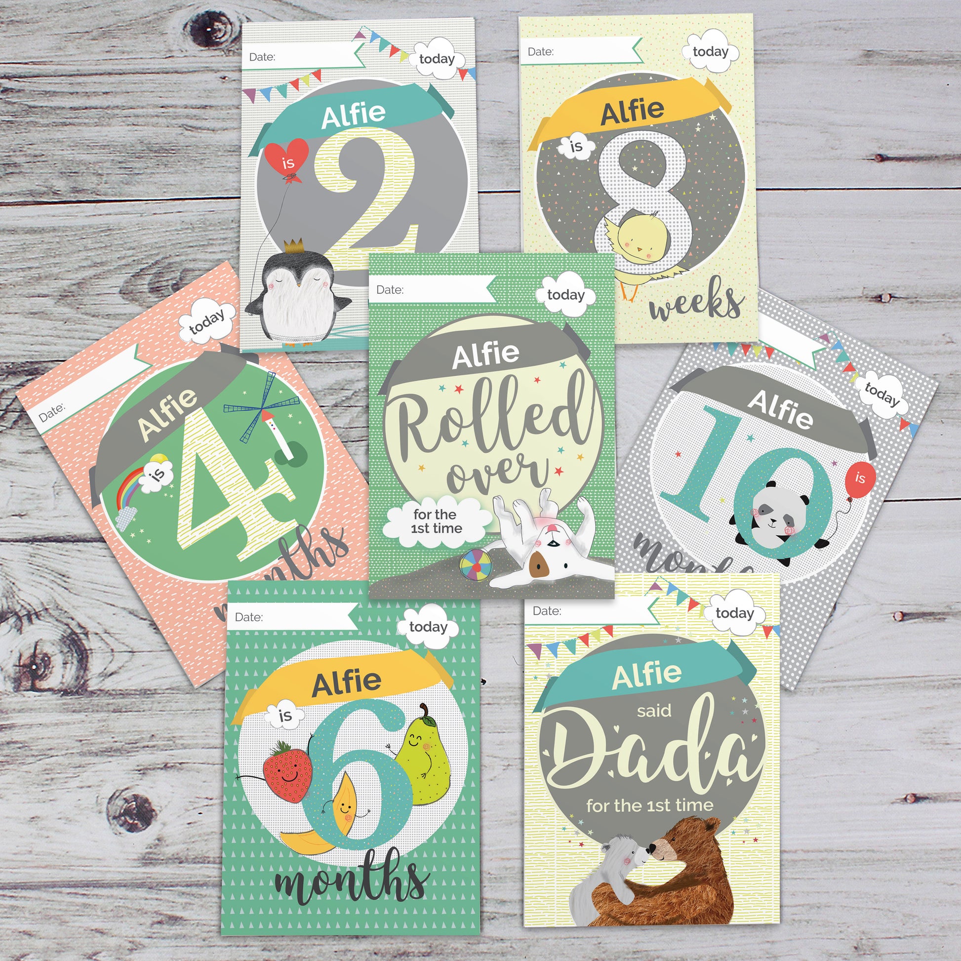 Personalised Baby Milestone Cards - Violet Belle Gifts - Personalised baby Milestone cards with any name