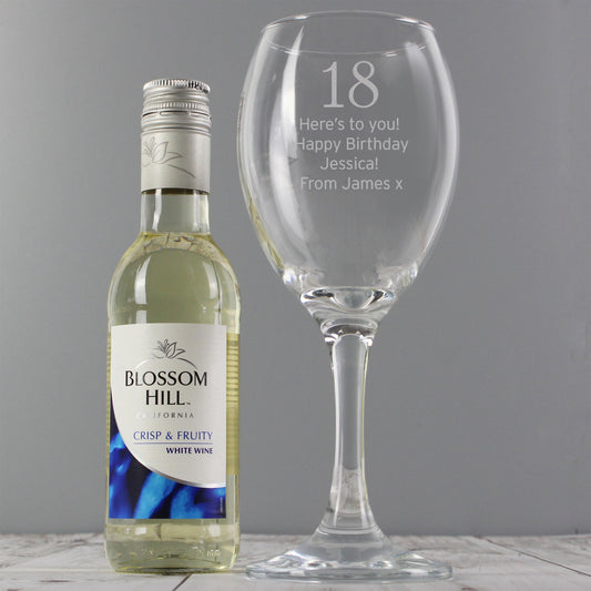 Personalised “Big Birthday” Wine Glass & White Wine Gift Set - Violet Belle Gifts - Personalised Wine Glass & White Wine Gift Set