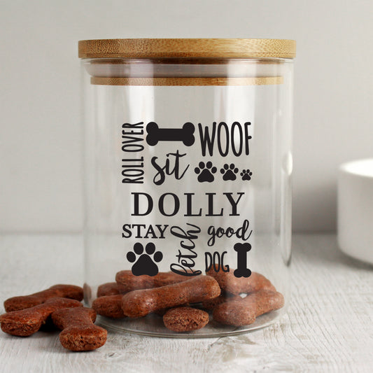 Personalised Glass Dog Treat Jar - Violet Belle Gifts - Personalised Pet Treat Glass Jar