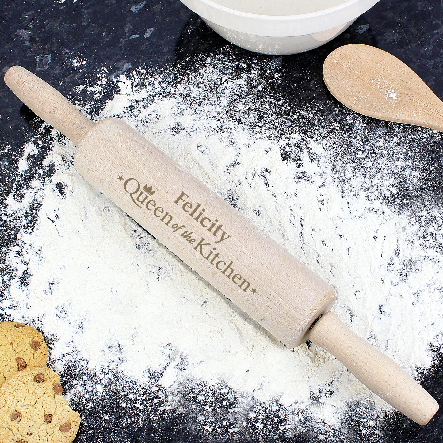 Personalised “Queen of the Kitchen” Rolling Pin - Violet Belle Gifts - Personalised Wooden Rolling Pin