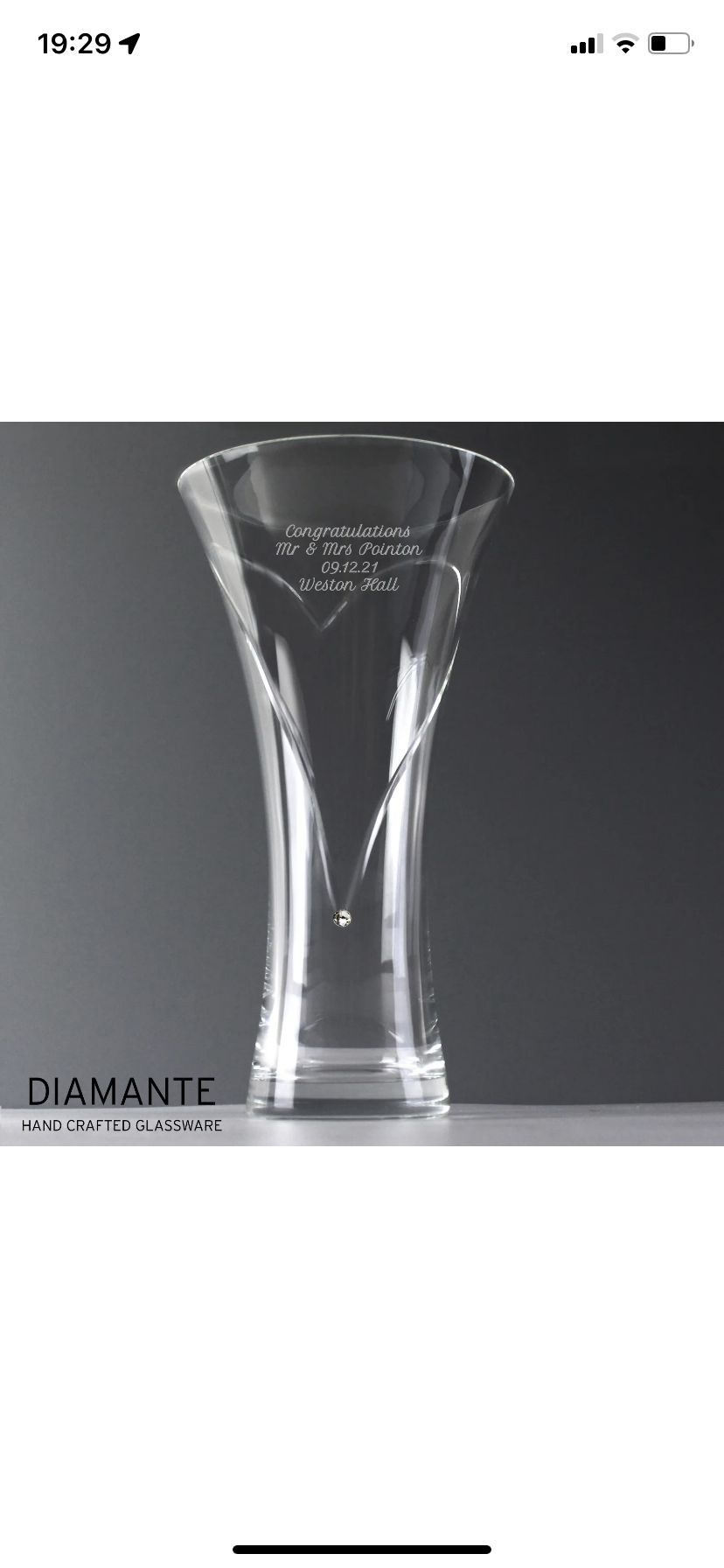 Diamanté Personalised Large Hand Cut Vase - Violet Belle Gifts - Personalised Hand Cut Diamanté Vase
