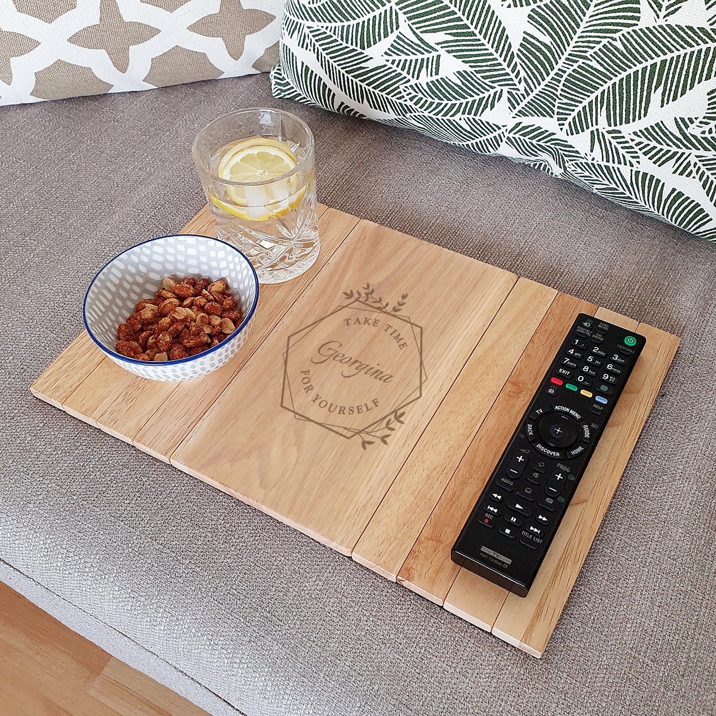Personalised Wooden Sofa Tray - Violet Belle Gifts - Personalised Wooden Tv Tray